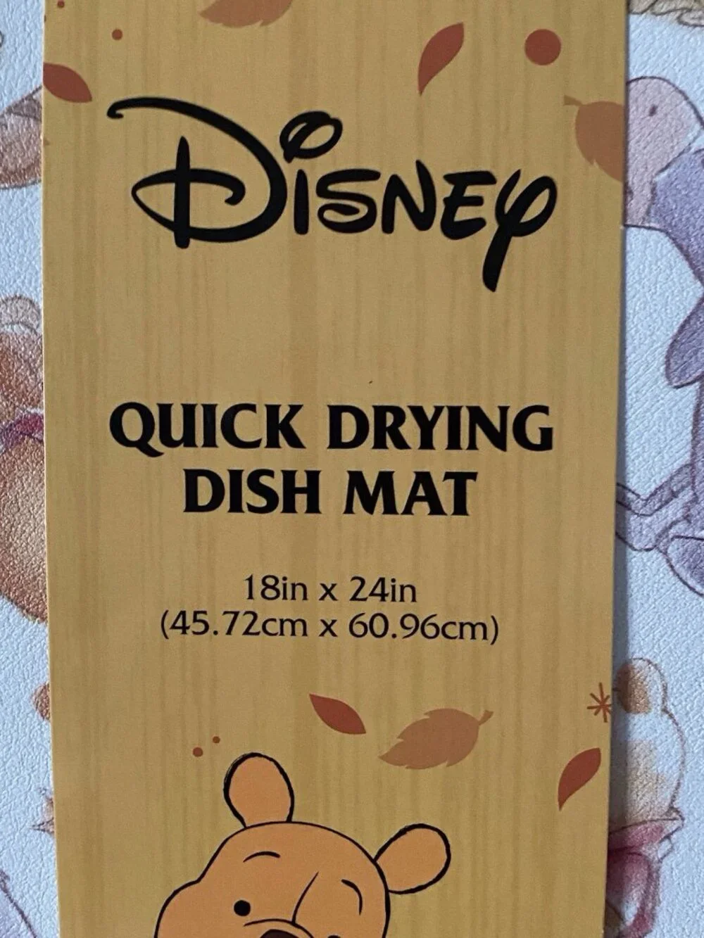 Disney Winnie The Pooh QUICK DRYING RUBBER Kitchen Dish Mat 18 X 24” Autumn Fall